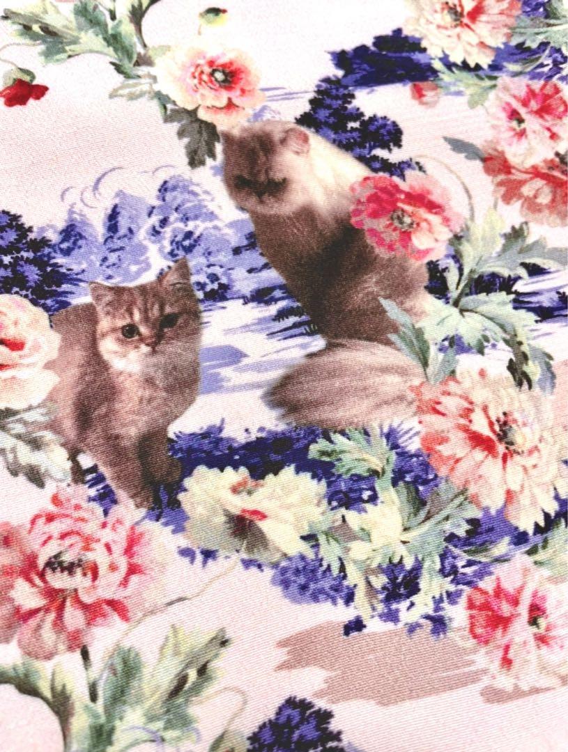 POUL&JOE SISTER ねこ柄ワンピース長袖ピンク