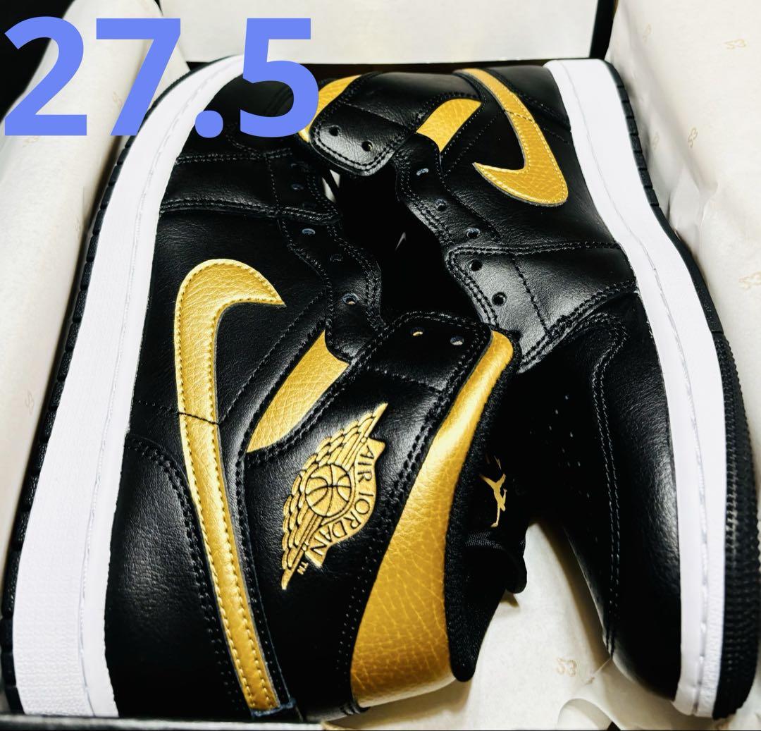 ■新品27.5cm■ ナイキ エア ジョーダン 1 MID ブラック/ゴールド