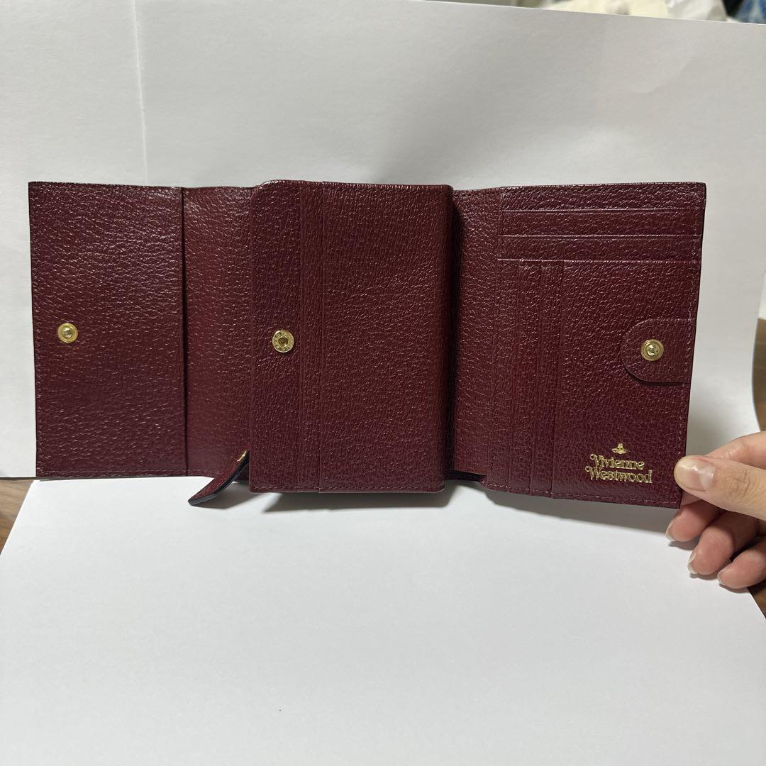 美品 Vivienne Westwood三つ折り財布 ワインレッド オーブ 財布 三つ折り がま口 ワインレッド（2024/12/13買取