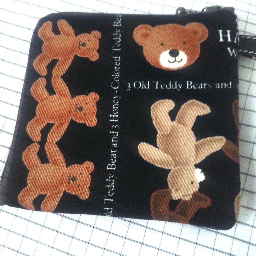 ハンドメイド☆コンパクト財布☆L字ファスナー財布☆カントリー☆クマ