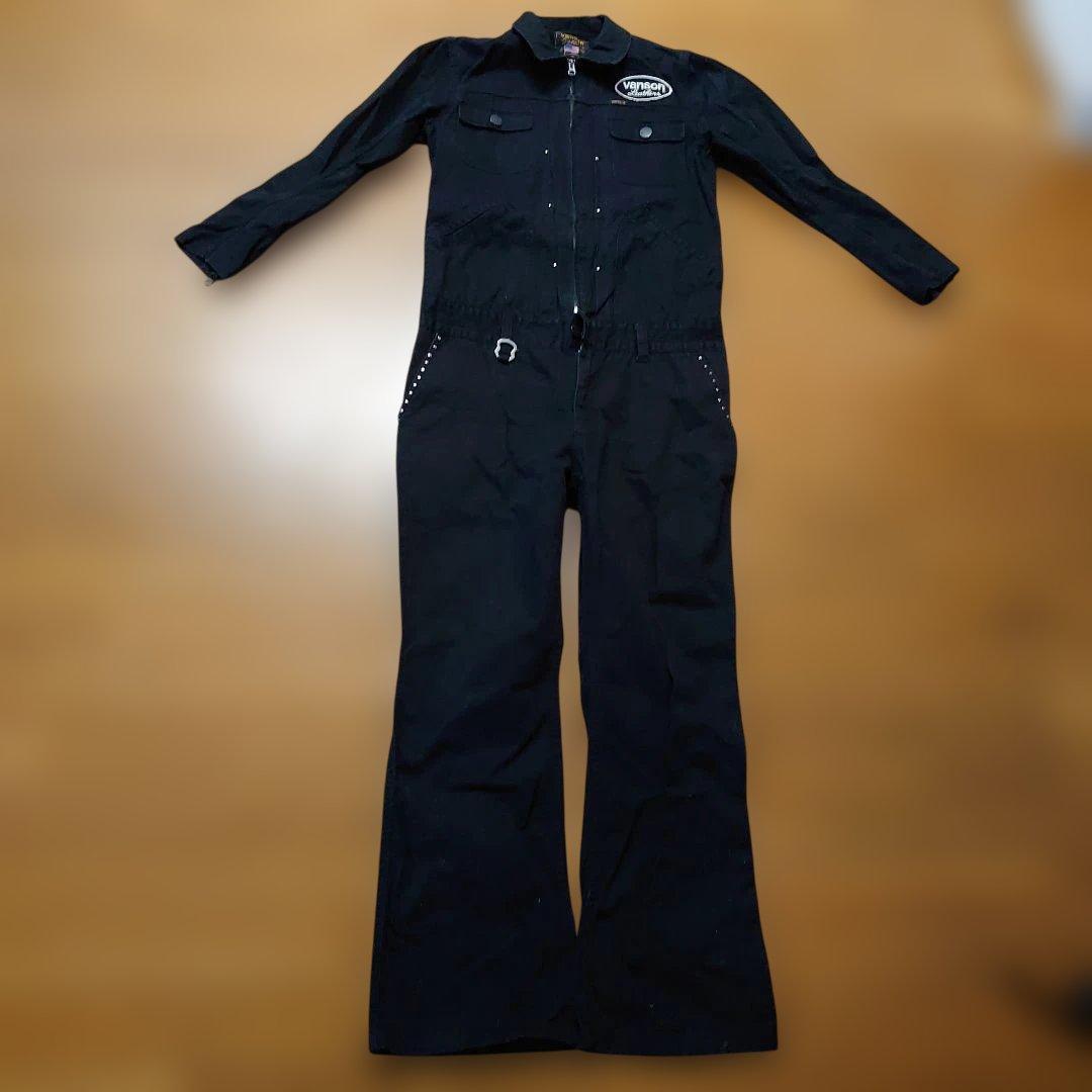 VANSON ツナギ スカルプリントオーバーオールM