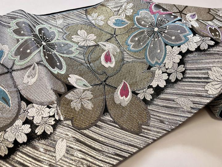 格安定番人気 きもの美おり 袋帯 振袖用 銀色系 桜 コーデ画像あり fb8WD-m23005443805 在庫得価