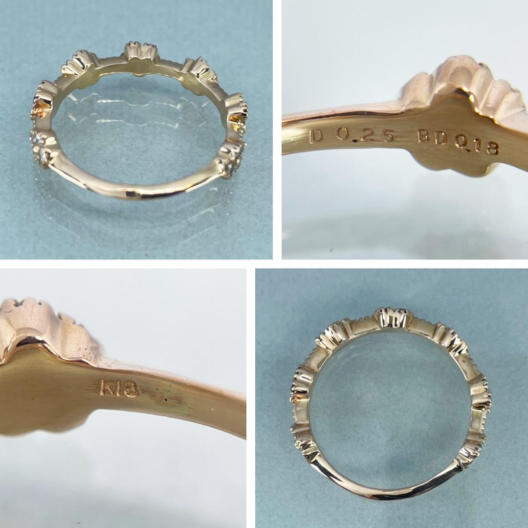 K18PG 天然ダイヤ 0.25ct ブラックダイヤ 0.18ct リング