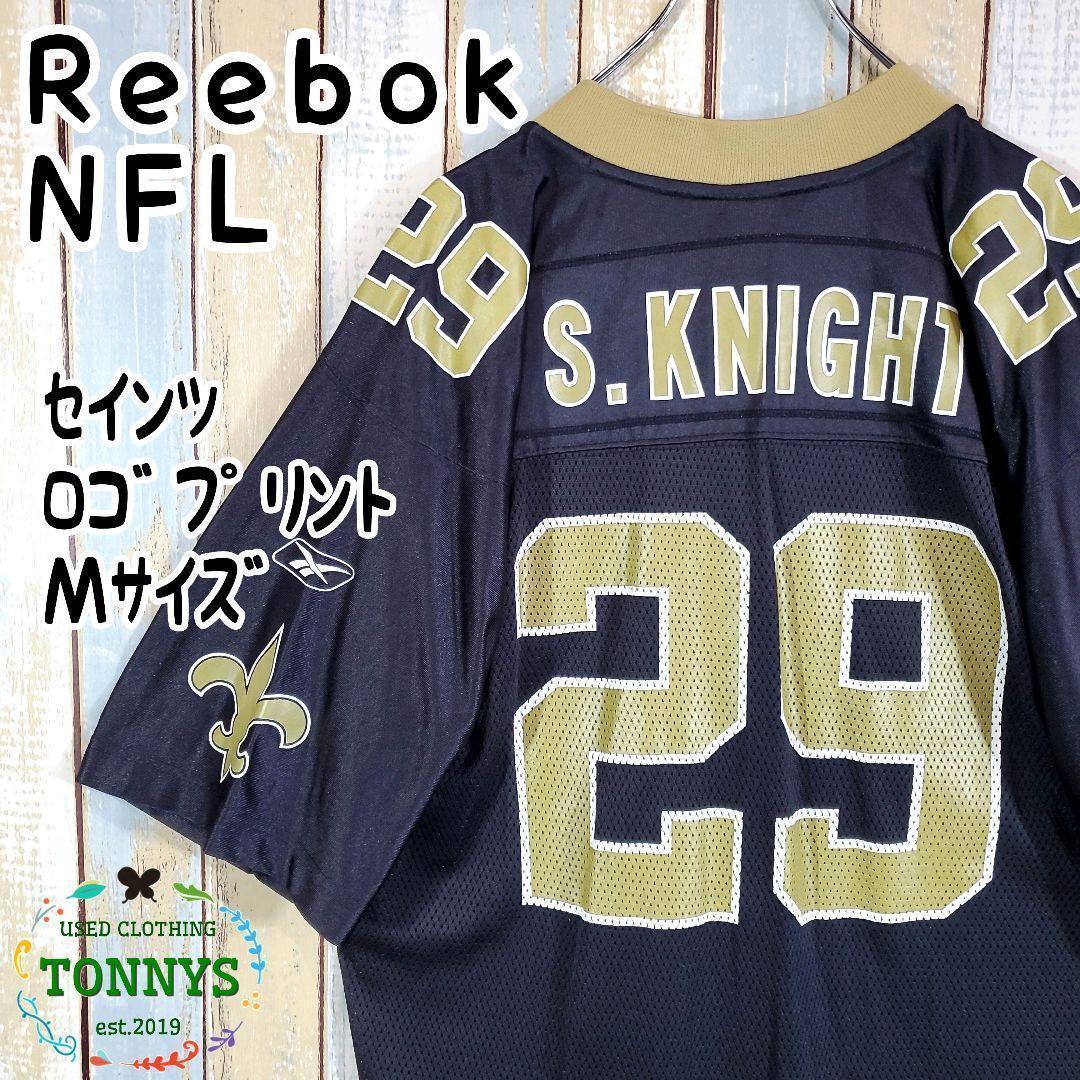 ☆リーボック☆NFLセインツ☆アメフトゲームシャツ☆ロゴプリント☆Mサイズ