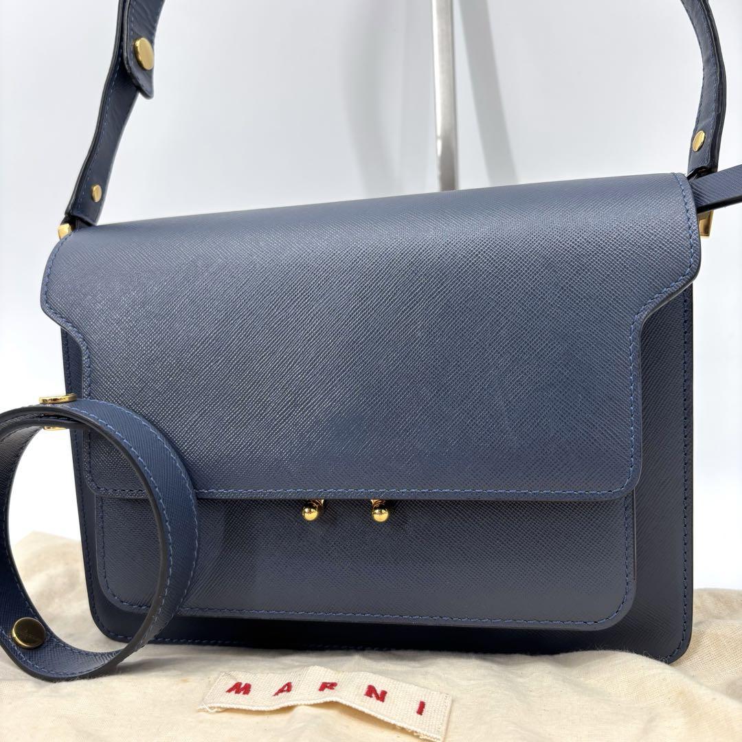 MARNI トランク ショルダーバッグ ネイビー レザー MARNI MARNI マルニ ショルダーバッグ トランクバッグ デニム