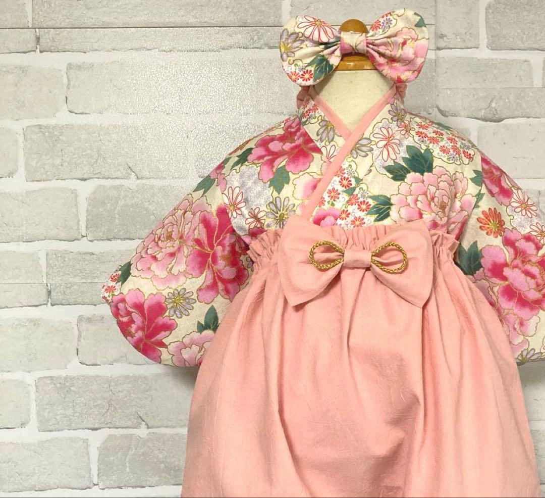 ベビー袴 女の子 和装 70~80cm 花柄 Ｎｏ154