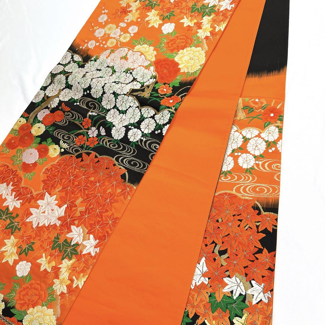 袋帯 唐織 金糸 観世水 八重桜 梅 楓 菊 牡丹 着物 帯 018k