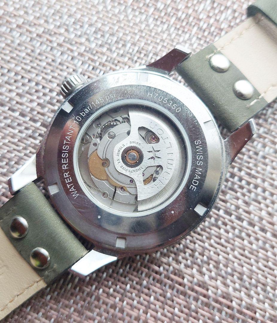 美品 hamilton ハミルトン カーキフィールド　デイデイト　H705350