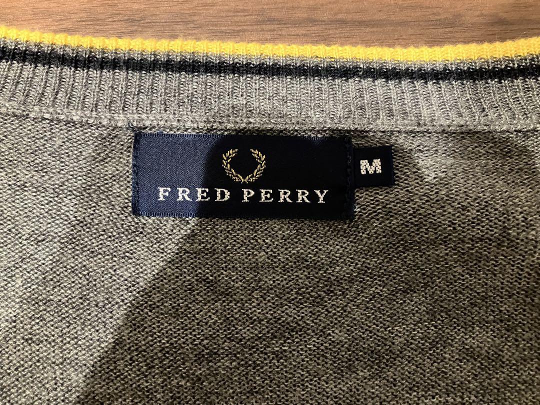 FRED PERRY グレーイエローネイビー カーディガン M フレッドペリー