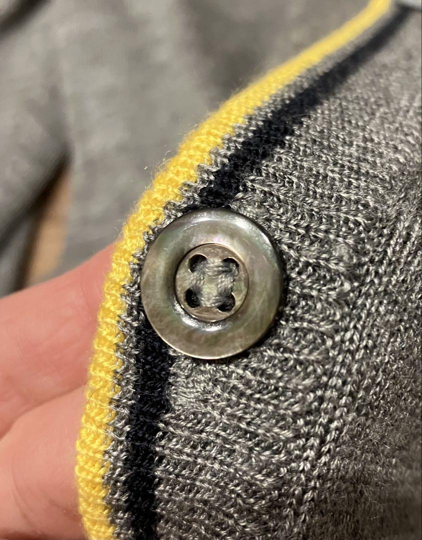 FRED PERRY グレーイエローネイビー カーディガン M フレッドペリー