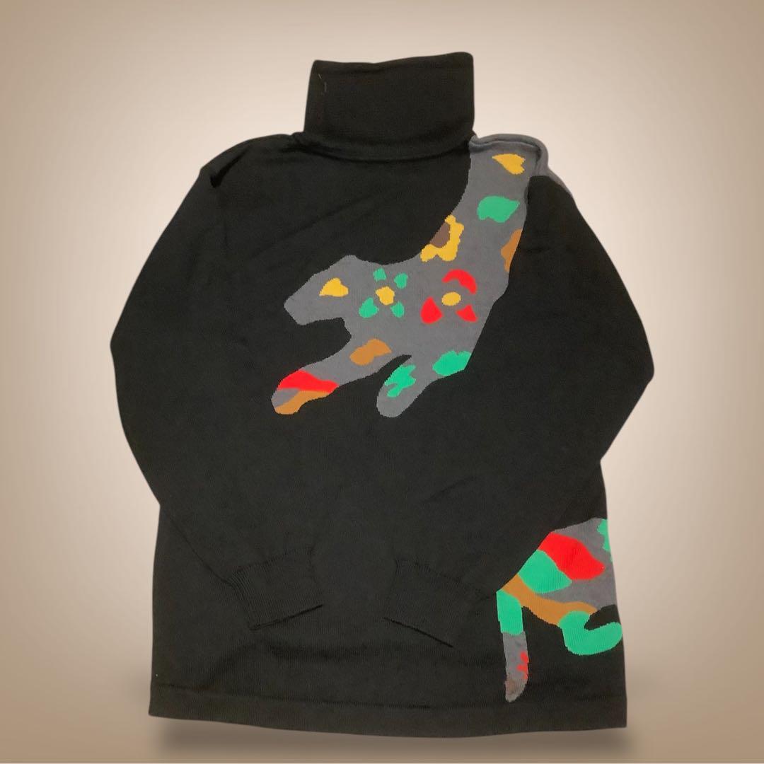 LEONARD ウール100% 長袖セーター マルチカラーDog 美品