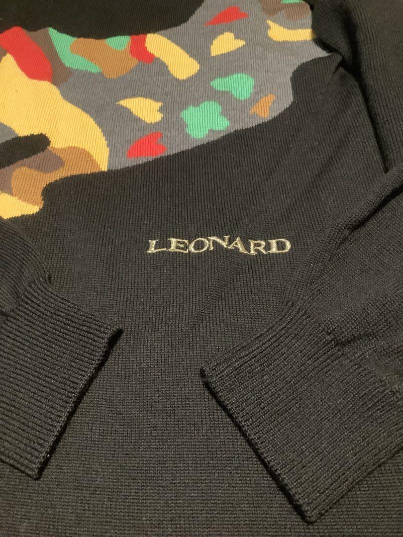 LEONARD ウール100% 長袖セーター マルチカラーDog 美品
