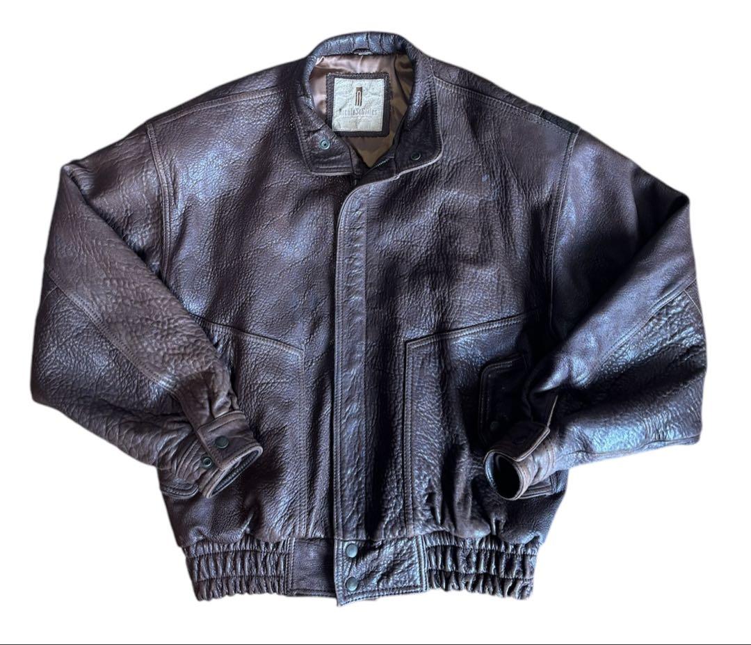 90s デザインレザージャケット 短丈 本革 vintage 雰囲気抜群 ジップ 90s デザインレザージャケット 短丈 本革 vintage 雰囲気抜群 ジップ