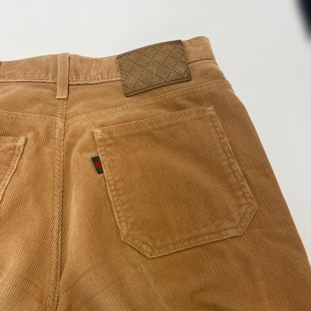 グッチ、キャメル色 パンツ、コーデュロイ