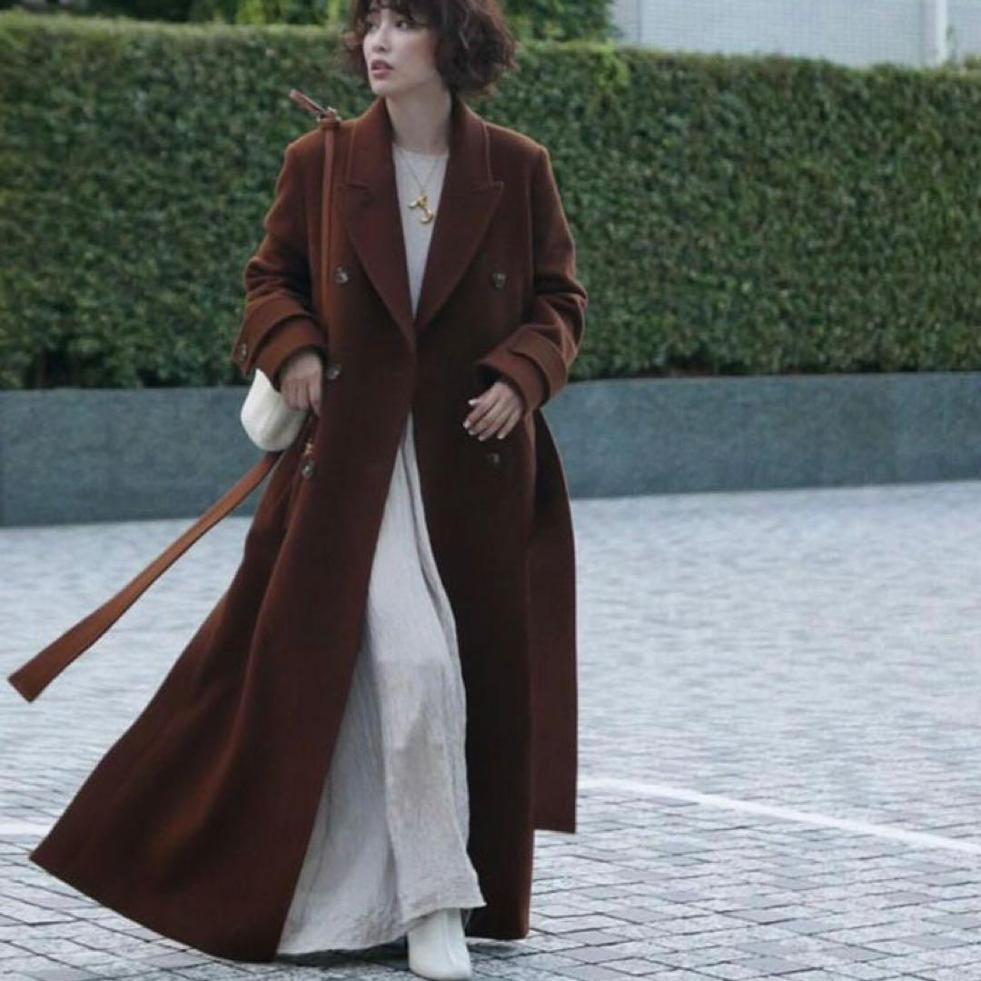 エトレトウキョウ ウールチェスターコート ロング S ブラウン ダブルブレストS・ETRE TOKYO