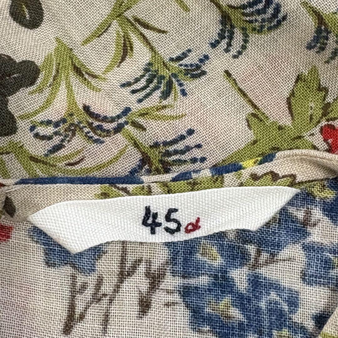 極美品✨45R インディゴ 秋の七草 抜染 プリント ワンピース