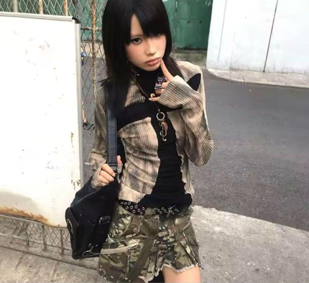 グランジ系 クロス 十字架 archive 長袖ピチT くびれ