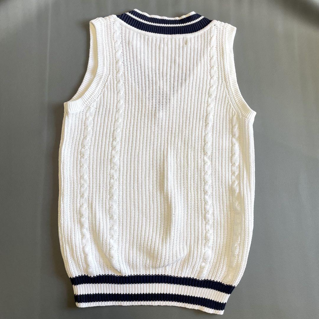 【フレッドペリー】チルデンニット ベスト ロゴ 刺繍 M 洗える 白