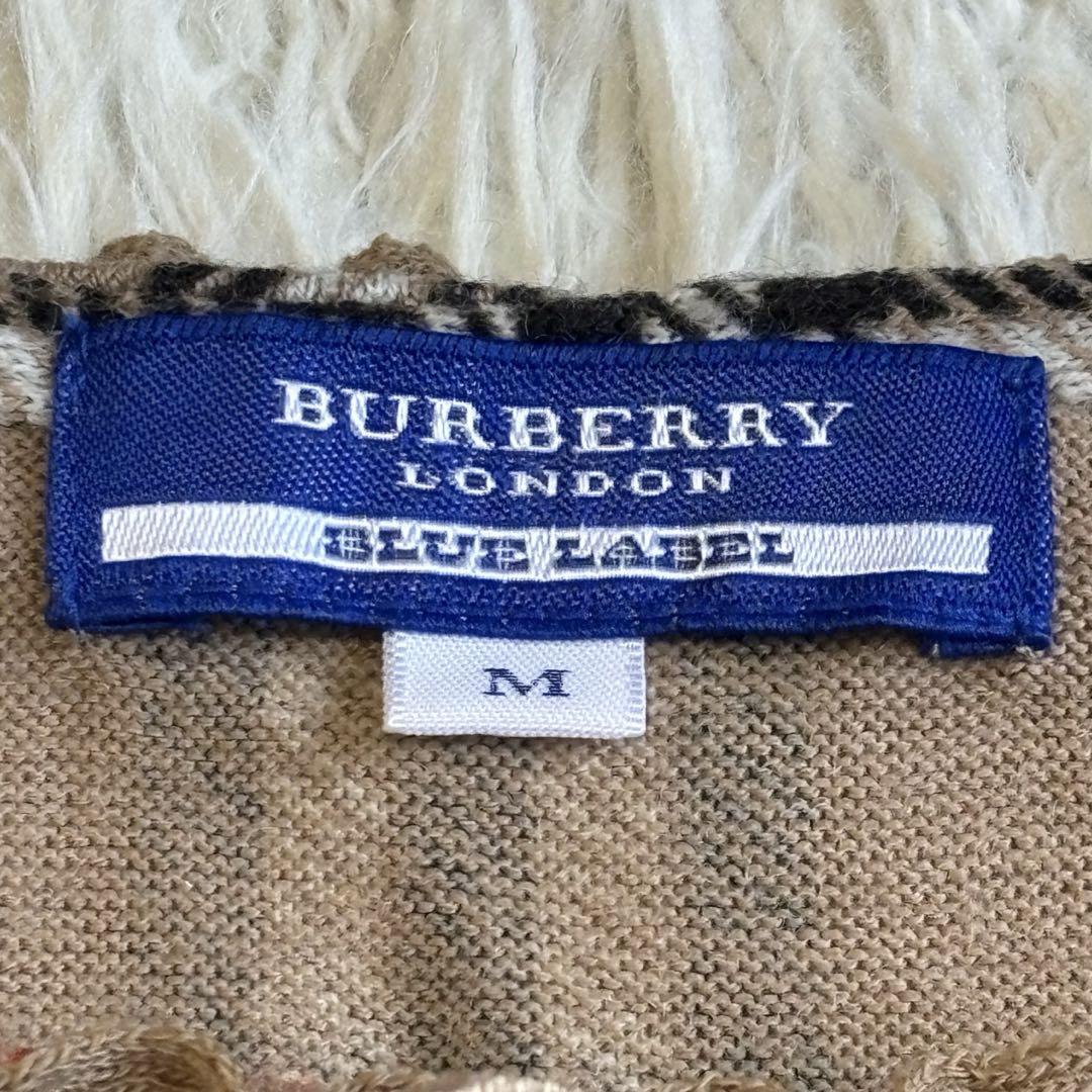BURBERRY ウール ノバチェック フリルネック リボン カットソー