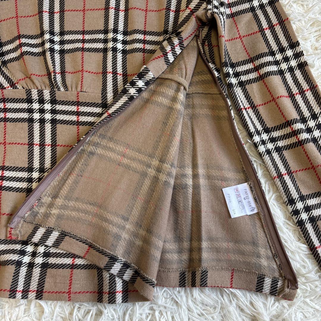 BURBERRY ウール ノバチェック フリルネック リボン カットソー