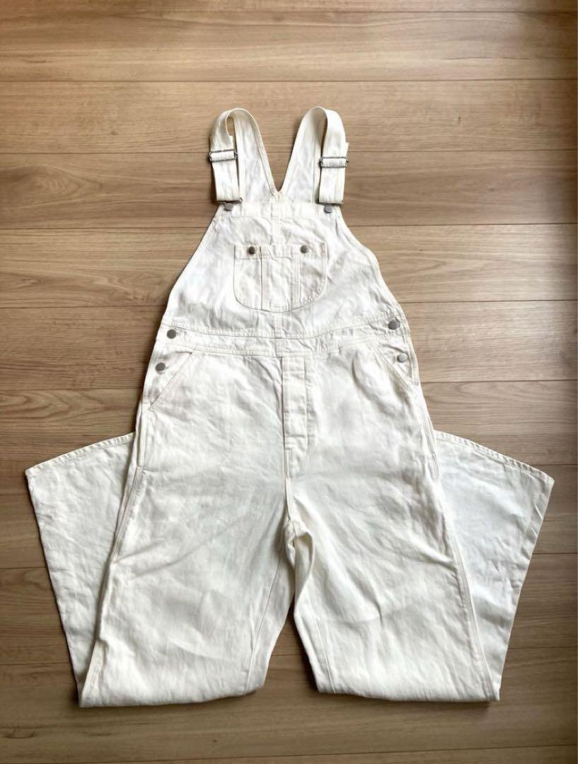【nestrobeネストローブ】 リネンデニムオーバーオール白サロペットパンツ