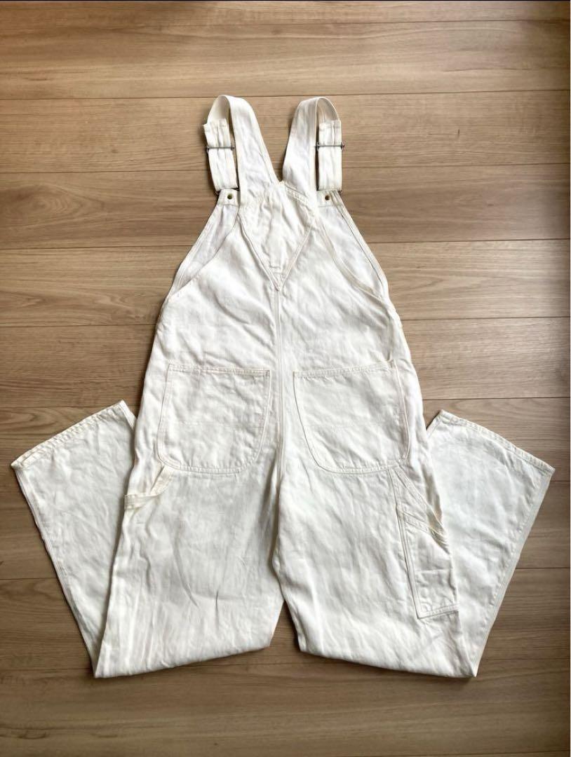 【nestrobeネストローブ】 リネンデニムオーバーオール白サロペットパンツ