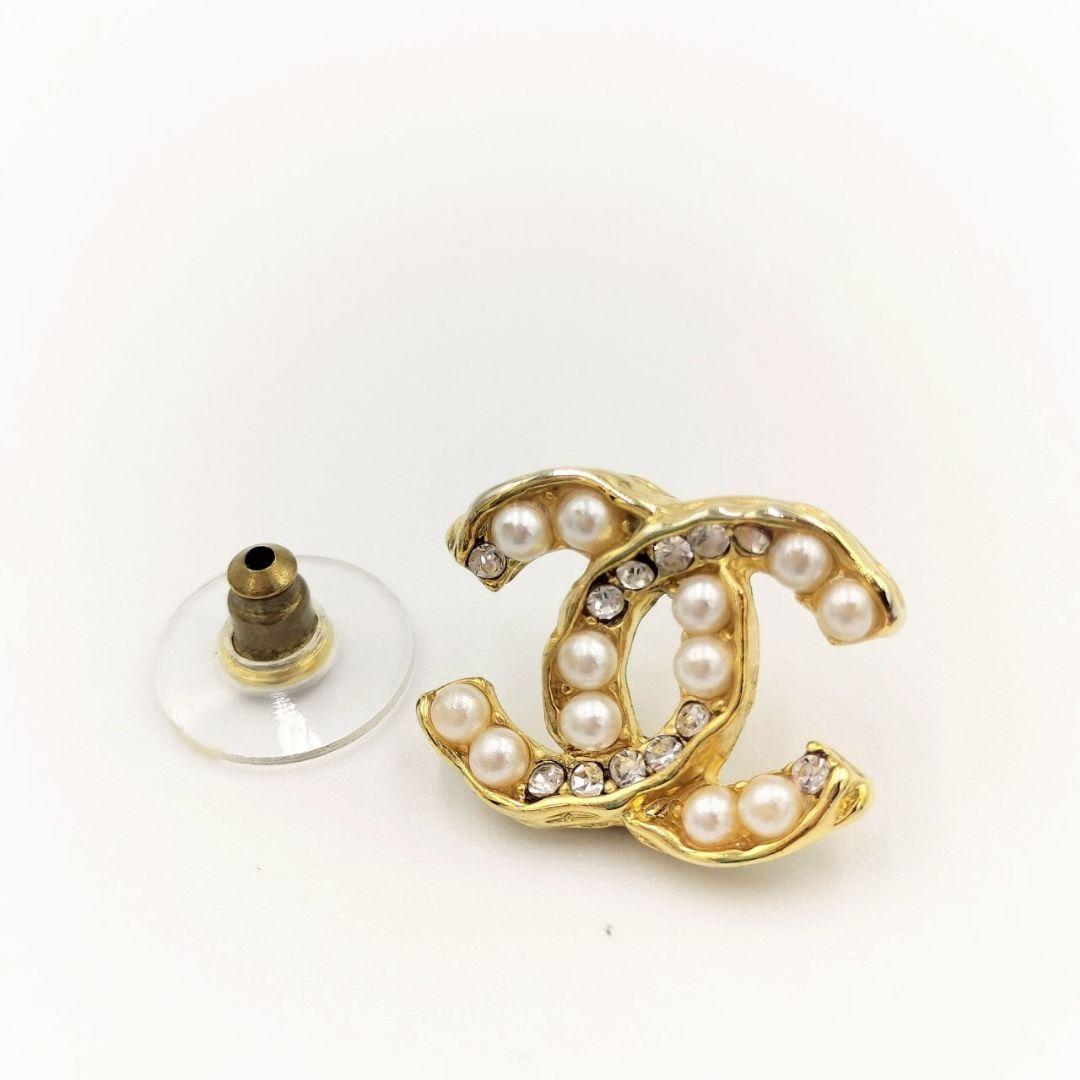 正規品☆シャネルパールピアス CHANELゴールドラインストーン CHANEL - □極美品□ CHANEL シャネル ココマーク A20C ライン