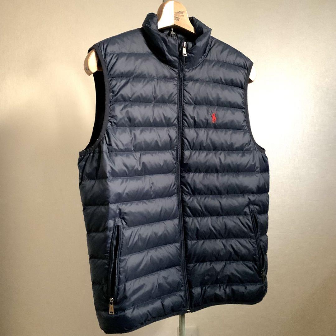 【オゲシ　】【美品】ポロ　ラルフローレン　メンズM ダウンベスト　紺色