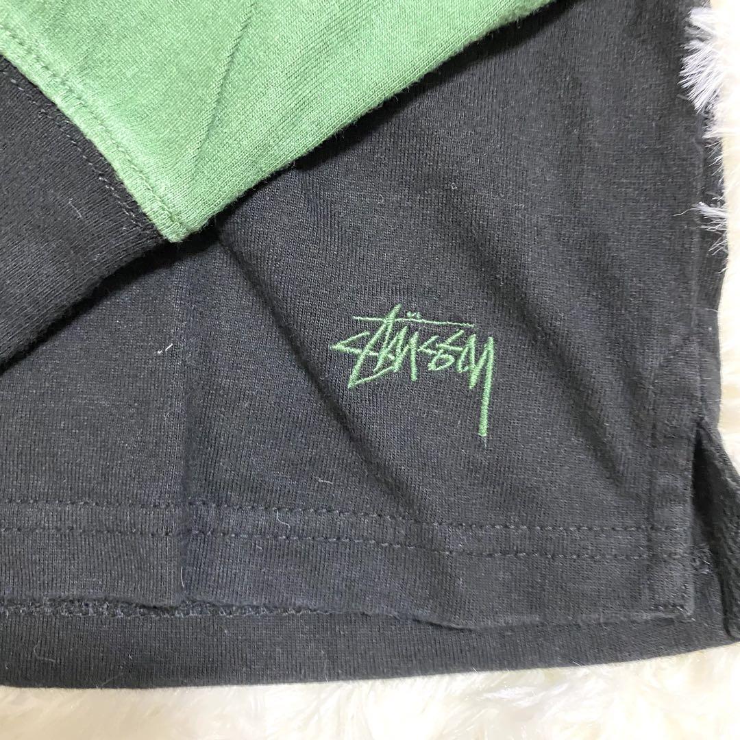 ステューシー ロンT モックネック ボーダー ストリート 刺繍ロゴ