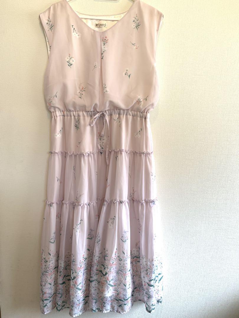 axes femme 花柄ティアードノースリワンピノースリワンピース ロング丈