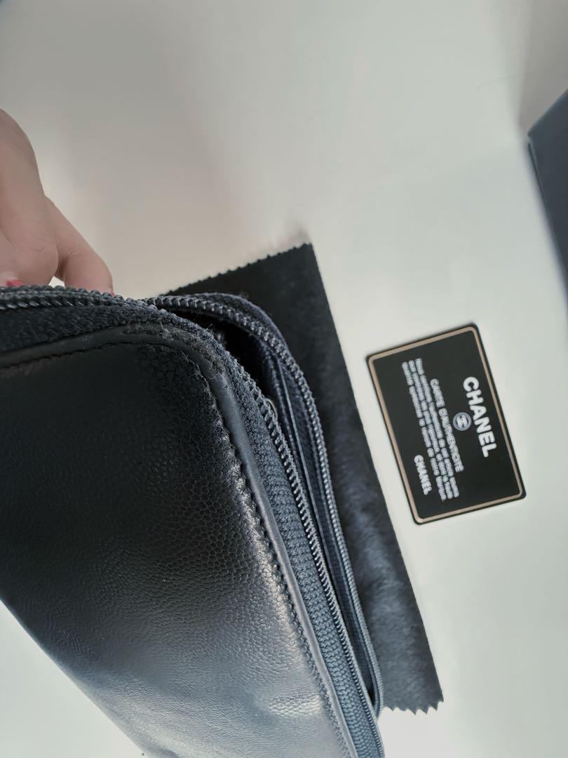 CHANEL／長財布／ジップアラウンド／ネイビー／シルバー金具