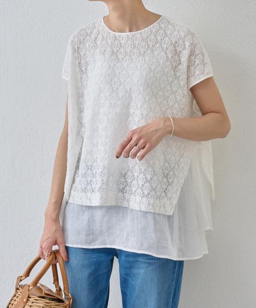 BEARDSLEY ラミー レースコンビシアーブラウス F ホワイト