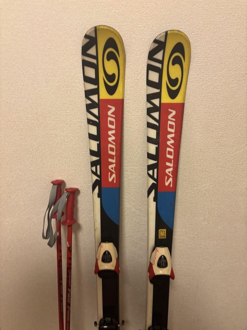 SALOMONsn9000カービングスキー130㎝ポール、スキーケース３点セット