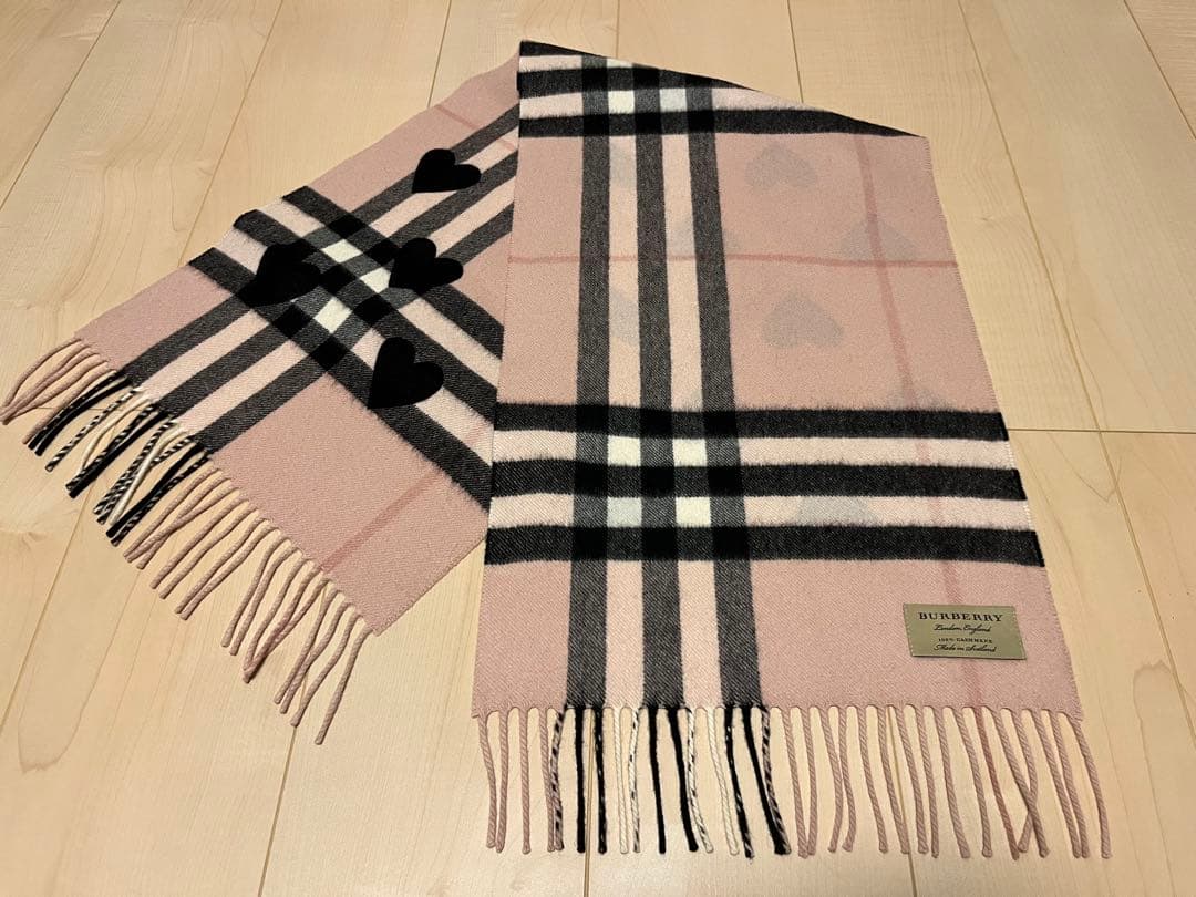 BURBERRY　バーバリー　マフラー　カシミア100％　ハートブラック　美品