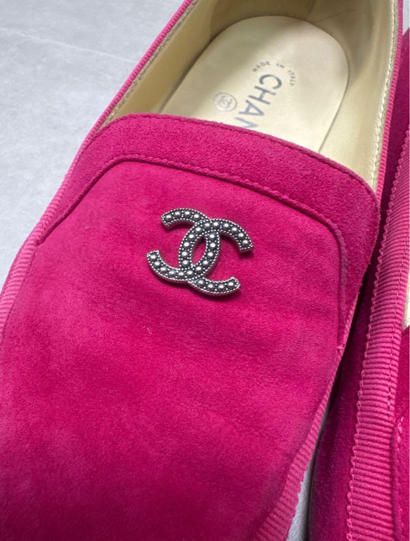 限定セール CHANEL 38 ローファー スエード ピンク 靴