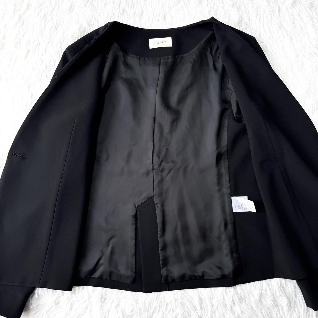 レビュー高評価の商品!の商品をすべて DES PRES ライトダブルクロス ノーカラージャケット 洗える 黒 23AW ジャケット・アウター