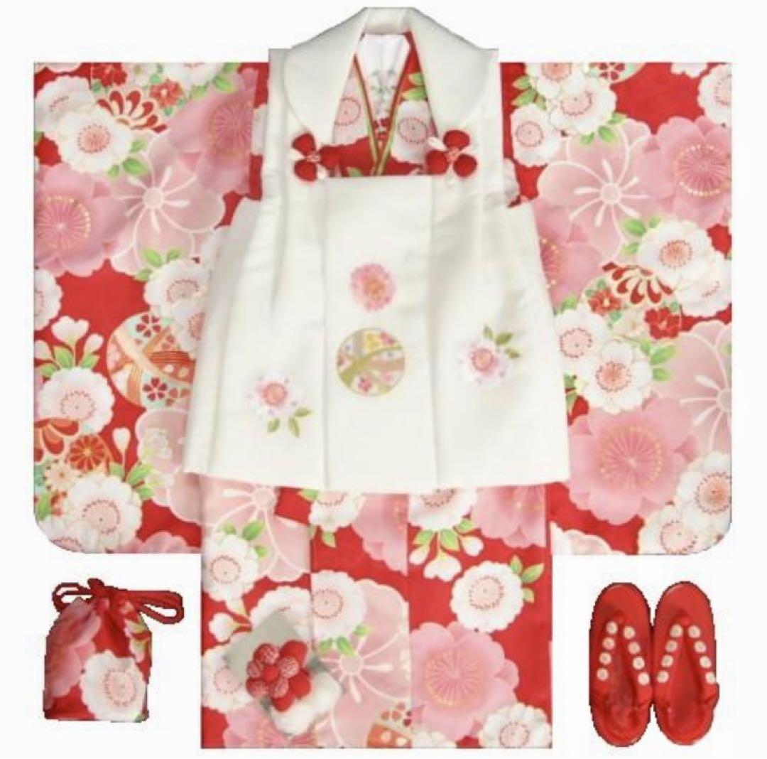 七五三 着物 3歳 女の子 被布セット 京都花ひめ 着物 被布白刺繍 桜 まり