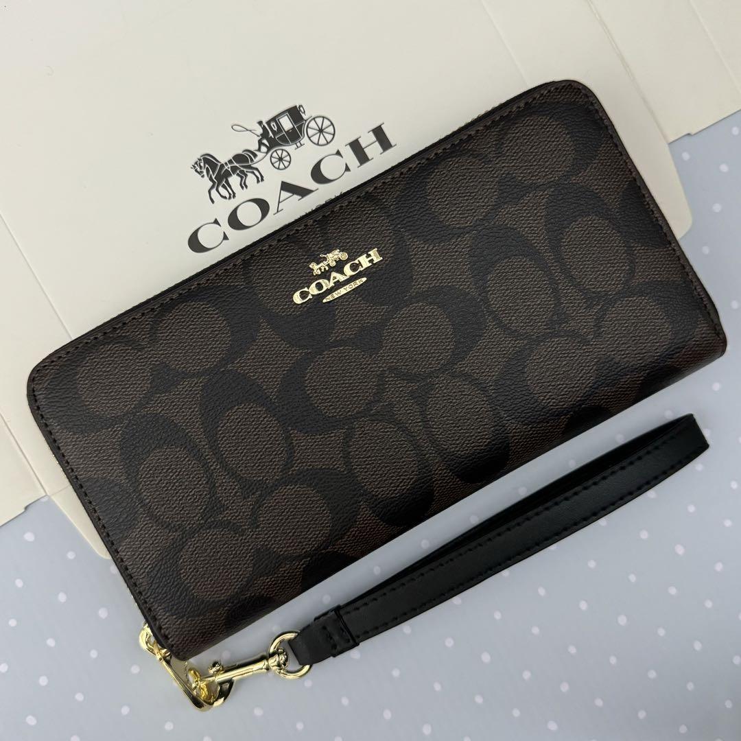 coachコーチ長財布 レディースのブラウン色新品財布