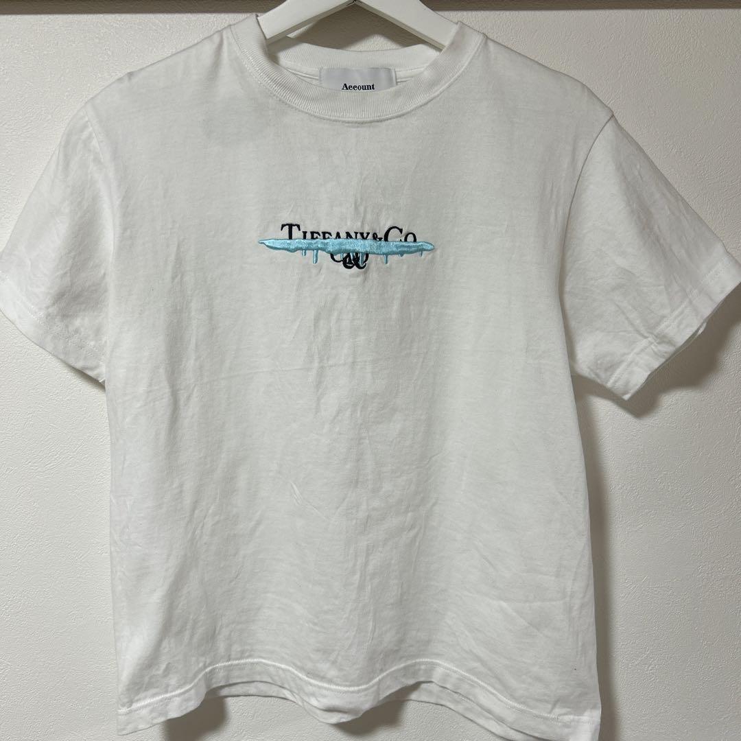 account パロディTシャツ Tiffany ホワイト　半袖　　S