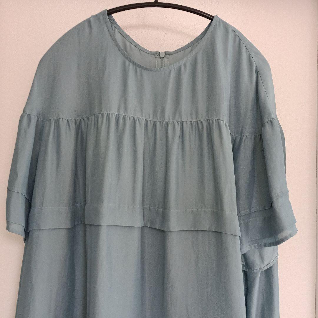 美品　レリアン　ホワイトレーベル　可愛いくすみブルー半袖トップス 13プラス