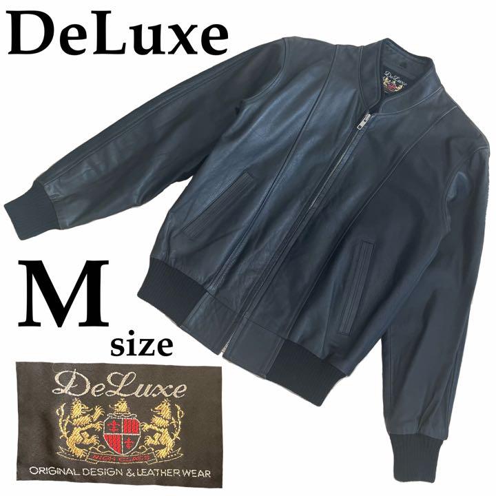 DeLuxe 【M】レザージャケット ライダースジャケット 革ジャン ブラック 強化 ジャケット レザー ブルゾン ヴィンテージ DeLuxe シングルライダース レザージャケット