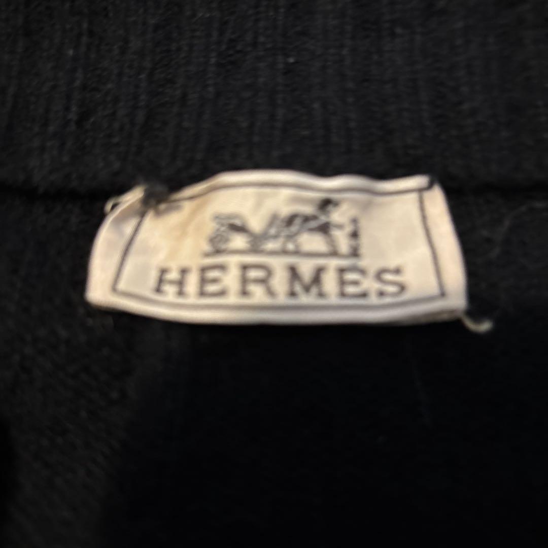 HERMES ブラック カシミヤ ジップアップセーター