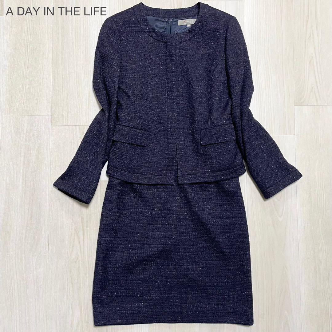 【美品】 A day in the life セットアップ ワンピース 紺 L位
