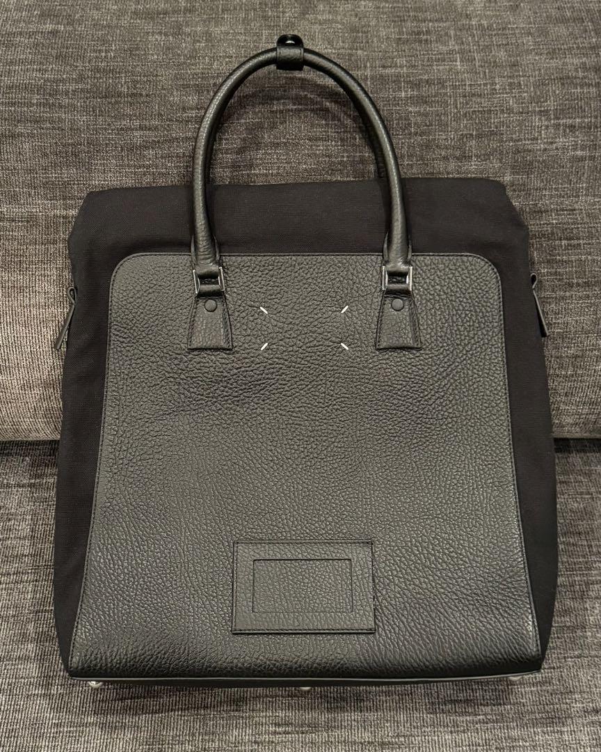Maison Margiela / ロールトップ ハンドバッグ Maison Margiela: ブラック スモール Snatched トップハンドル