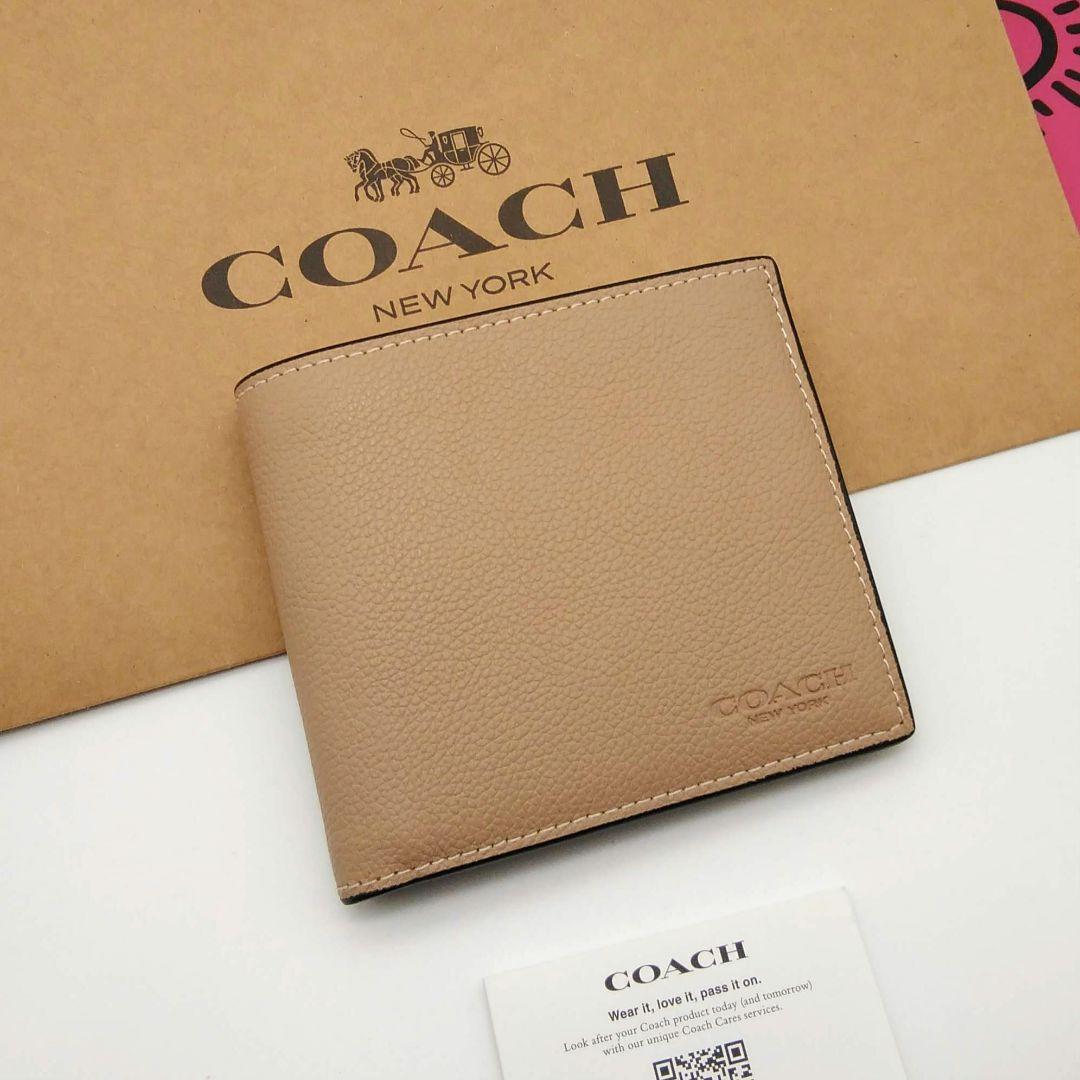 新作　新品　COACH　折り財布　メンズ　小銭入れ付き