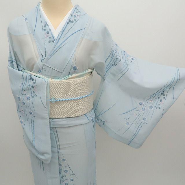 m1217＊美品 洗える夏着物 絽 撫子 Sサイズ 誂えポリエステル 小紋