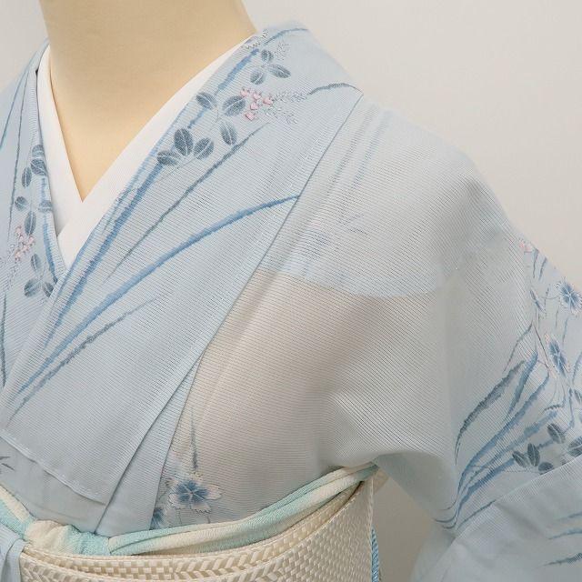 m1217＊美品 洗える夏着物 絽 撫子 Sサイズ 誂えポリエステル 小紋