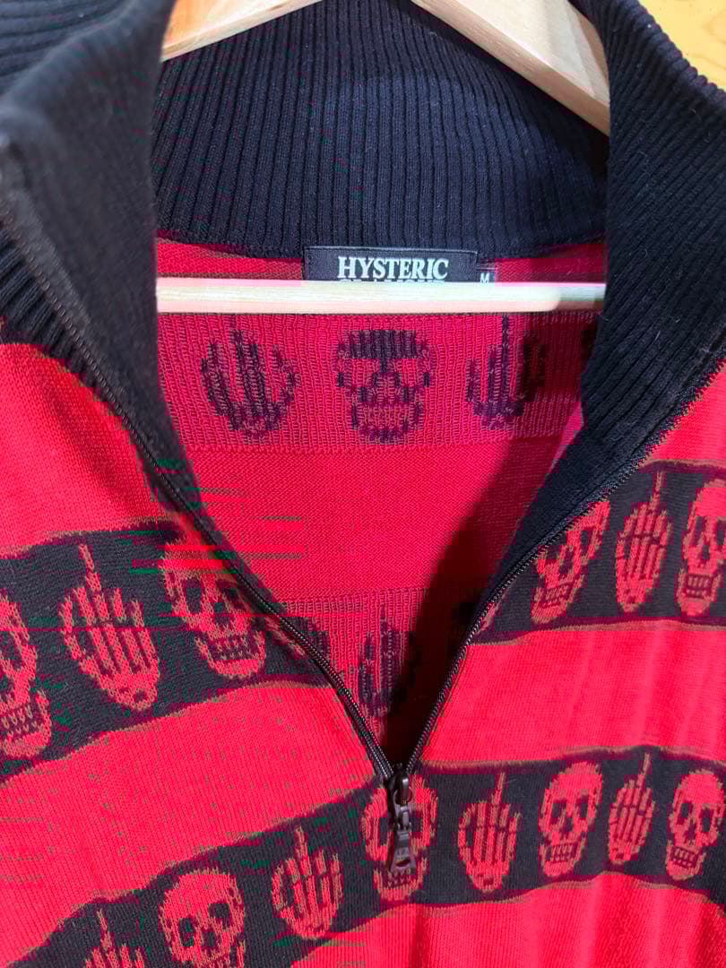 HYESTERIC GLAMOUR スカル柄 ハーフジップセーター M