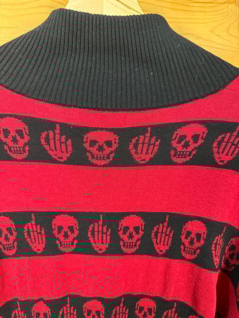 HYESTERIC GLAMOUR スカル柄 ハーフジップセーター M