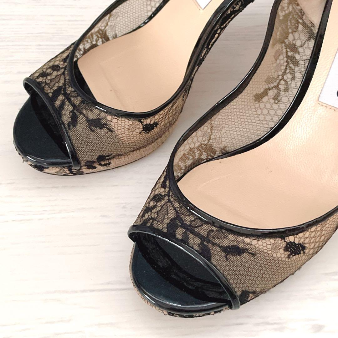 半額以下で買えるクーポン特集 極美品✨JIMMY CHOO ジミーチュウ オープントゥパンプス 総 靴